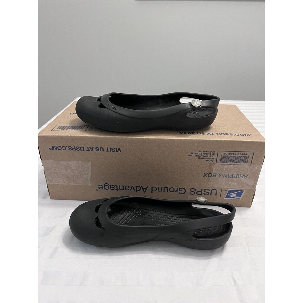Crocs Jayna Women’s Slingback Ballet Flats Black Slip On Comfort Shoes W 7